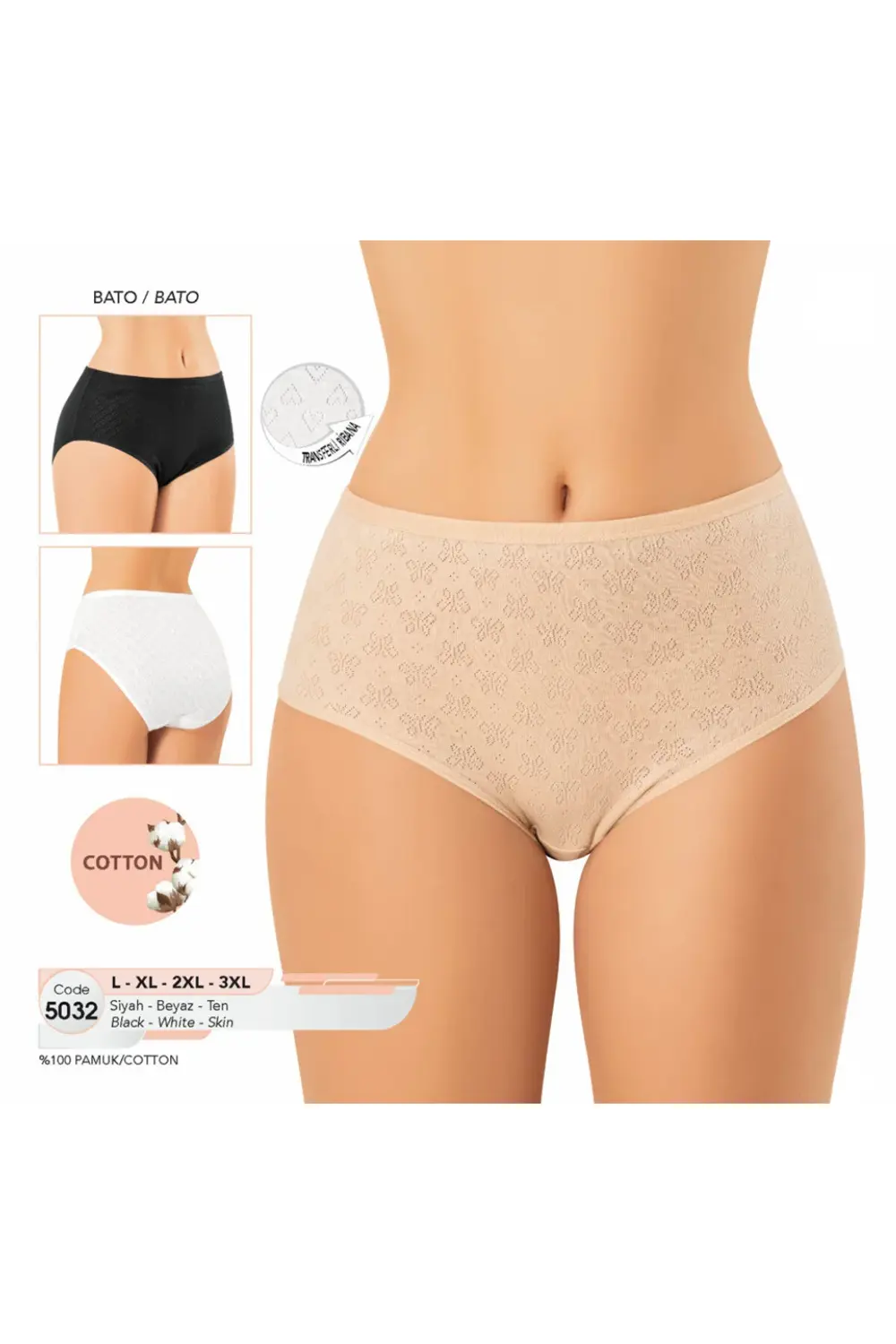 İç Giyim KOTA %100 Pamuk Büyük Beden (6 adet) Bato Külot