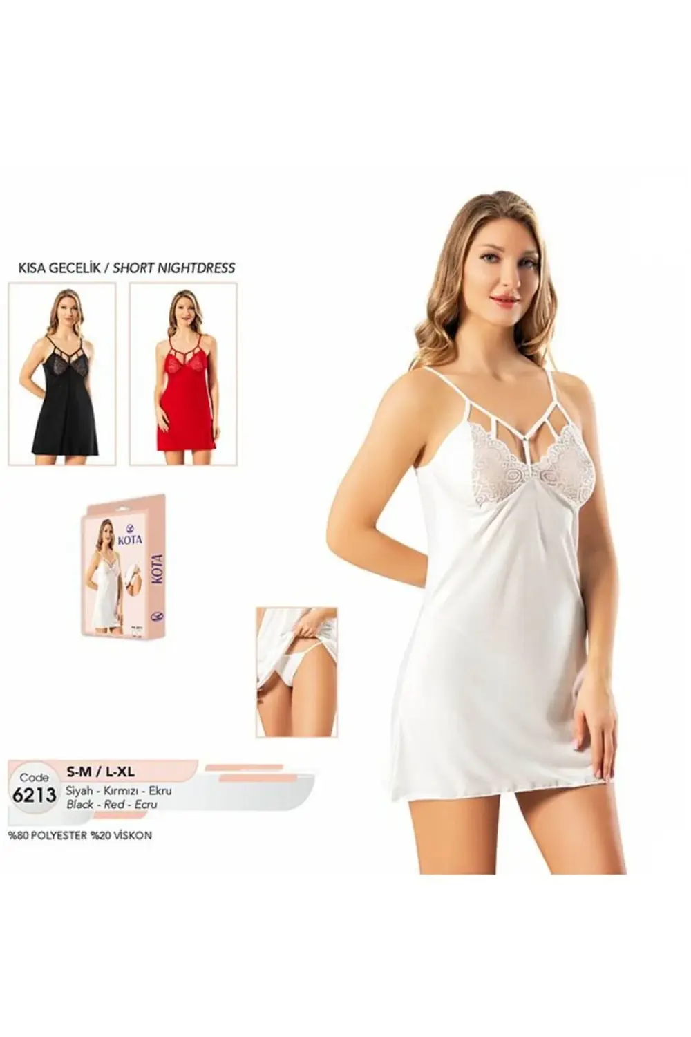 İç Giyim KOTA Dekolteli Çapraz İpli Şık Gecelik