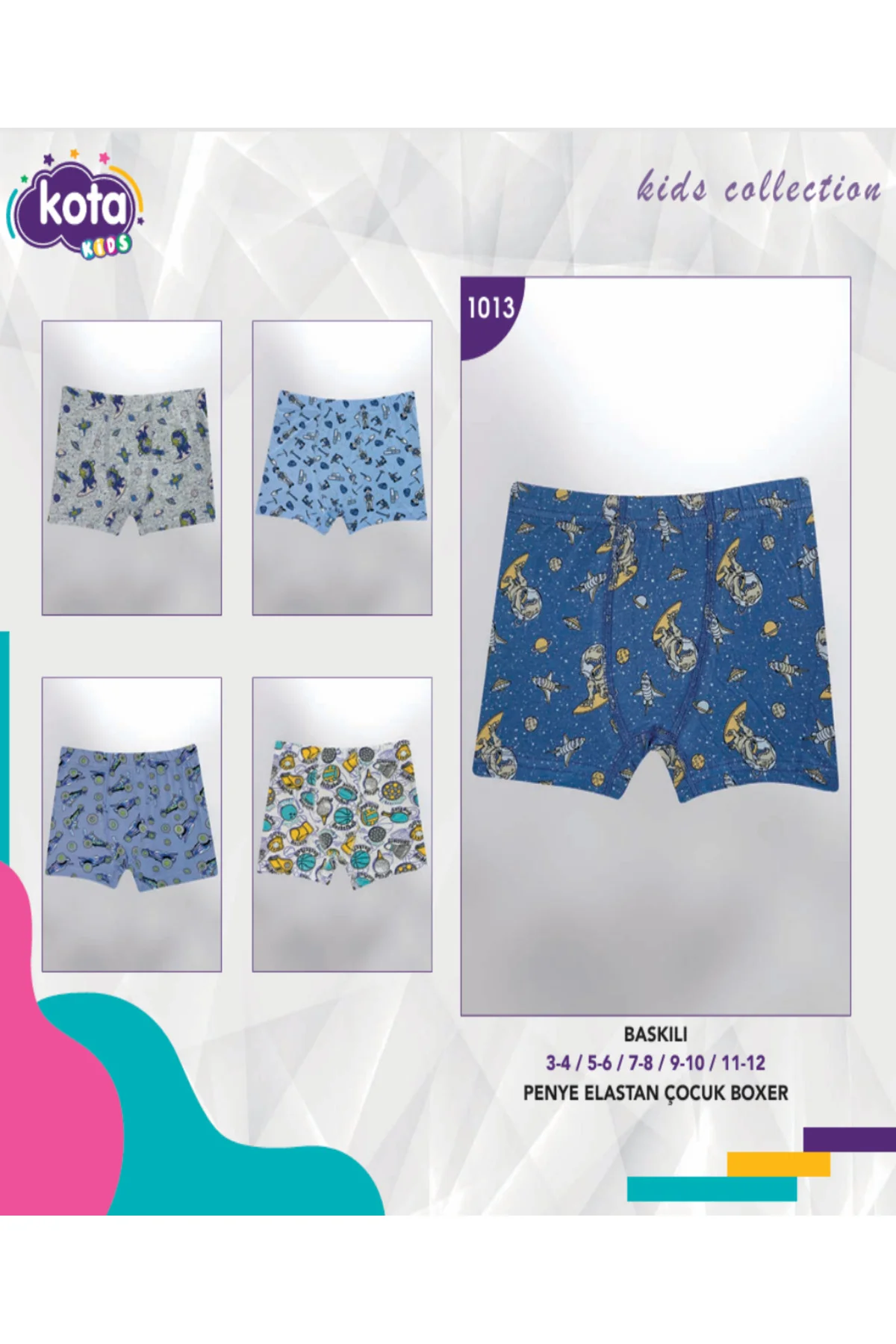 İç Giyim KOTA ERKEK ÇOCUK BASKILI LİKRALI BOXER (6 ADET)