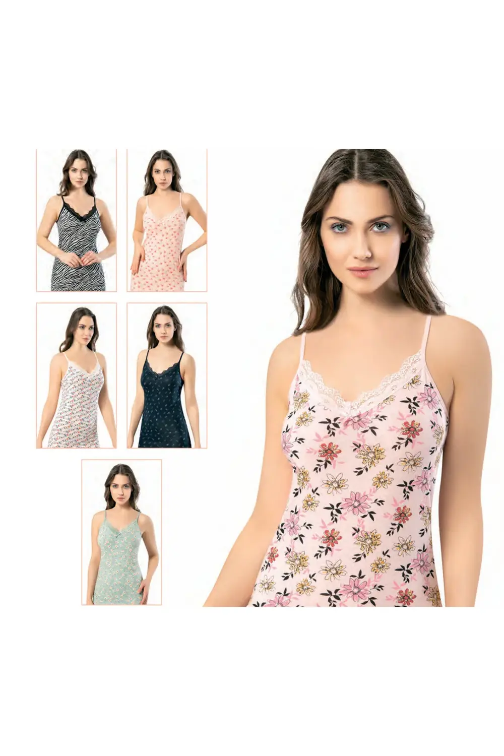 İç Giyim KOTA İP ASKILI KÜÇÜK DANTELLİ BASKILI ATLET( 6 ADET)