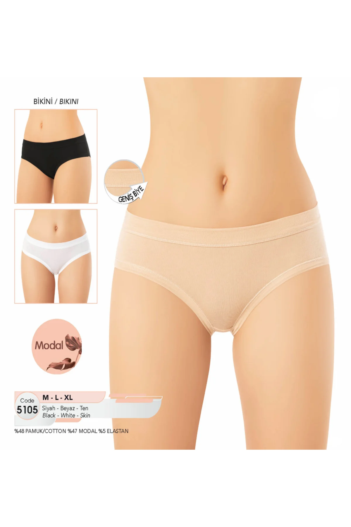 İç Giyim KOTA Modal Kumaş (6 adet) Geniş Biyeli Bikini Külot