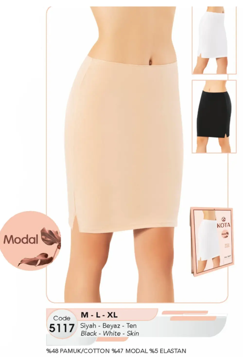 İç Giyim KOTA Modal Kumaş Midi jupon