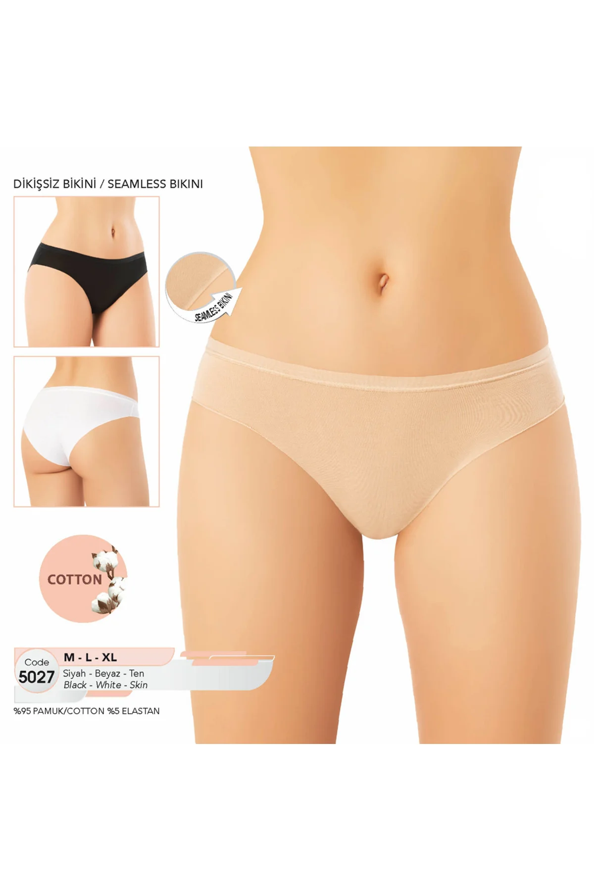 İç Giyim KOTA Pamuk&Likra Dikişsiz Seamless (6 adet) Bikini Külot