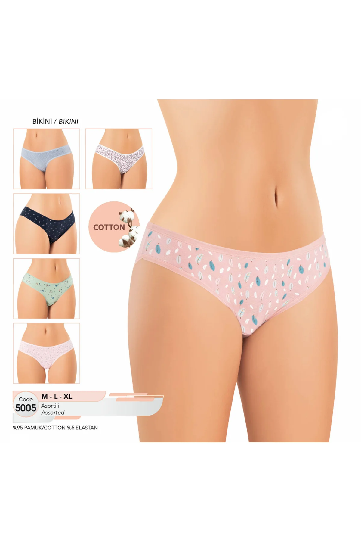 İç Giyim KOTA Pamuk&Likra RENKLİ (6 adet) Bikini Külot