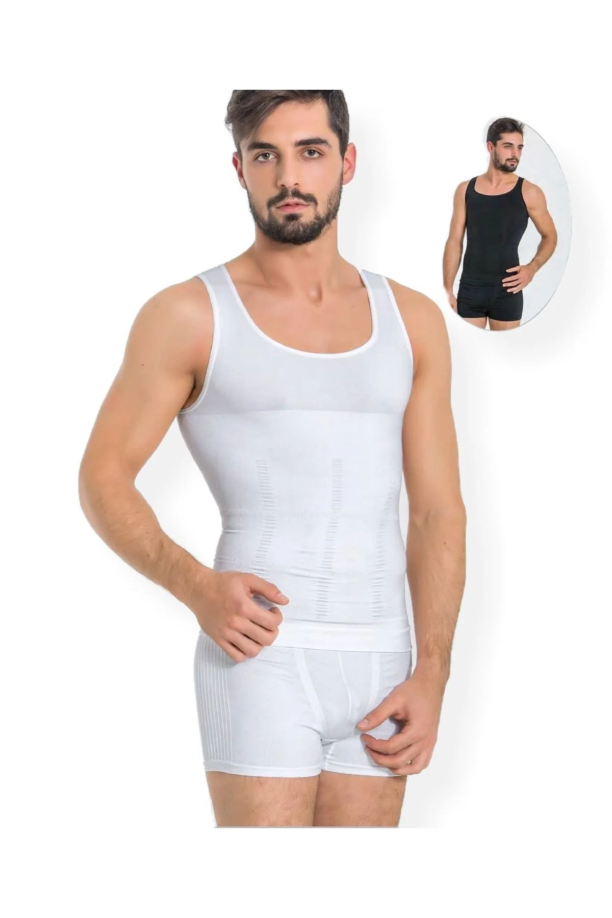 İç Giyim Miss Fit Dikişsiz Karın Toparlayıcı Erkek Korse Atlet 1 Beden Küçük Gösterir