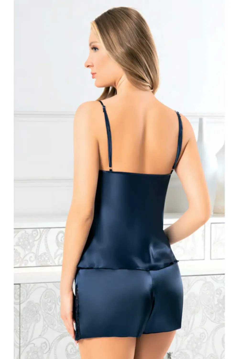 İç Giyim MİSS LARİS Saten Şortlu Gecelik Takım