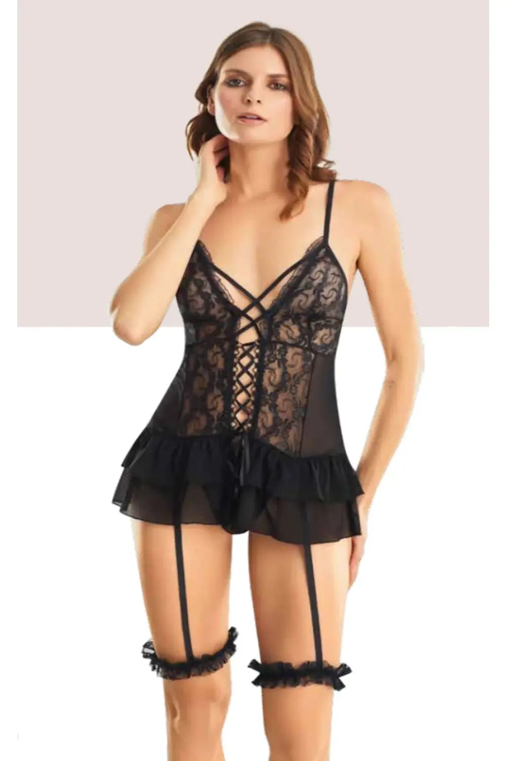 İç Giyim MOONGİRL Jartiyer Fantezi Takım