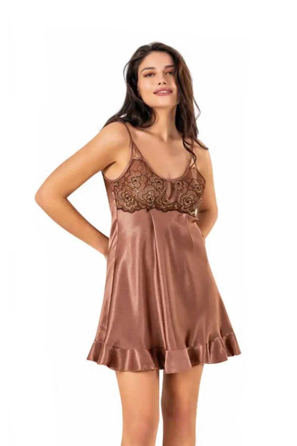 İç Giyim MOONGİRL Saten Kısa Gecelik