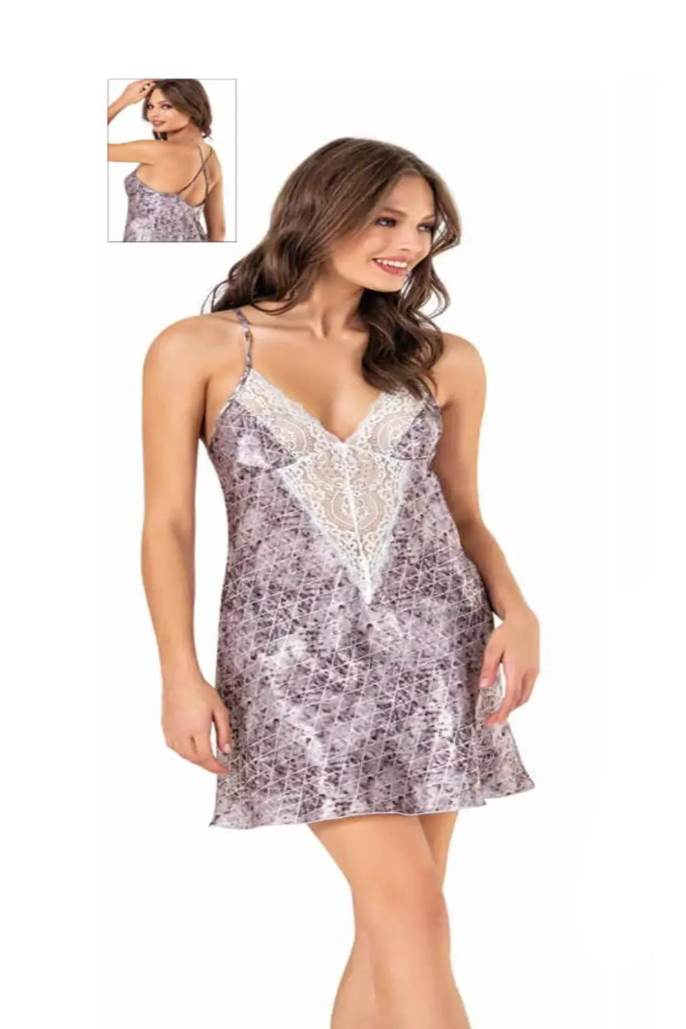 İç Giyim MOONGİRL Saten Kısa Gecelik