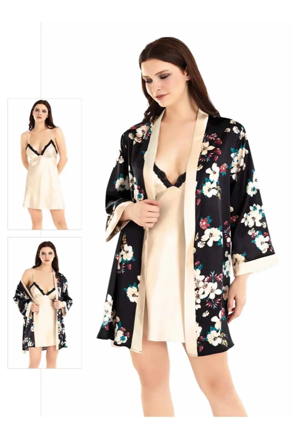 İç Giyim MOONGİRL Saten Kısa İkili Gecelik Takım