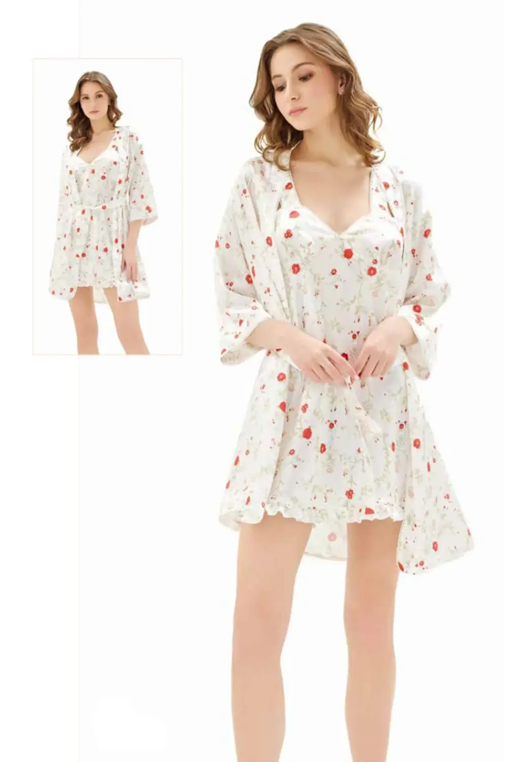 İç Giyim MOONGİRL Saten Kısa İkili Gecelik Takım