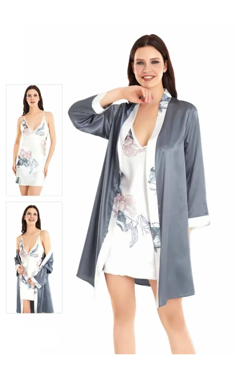 İç Giyim MOONGİRL Saten Kısa İkili Gecelik Takım