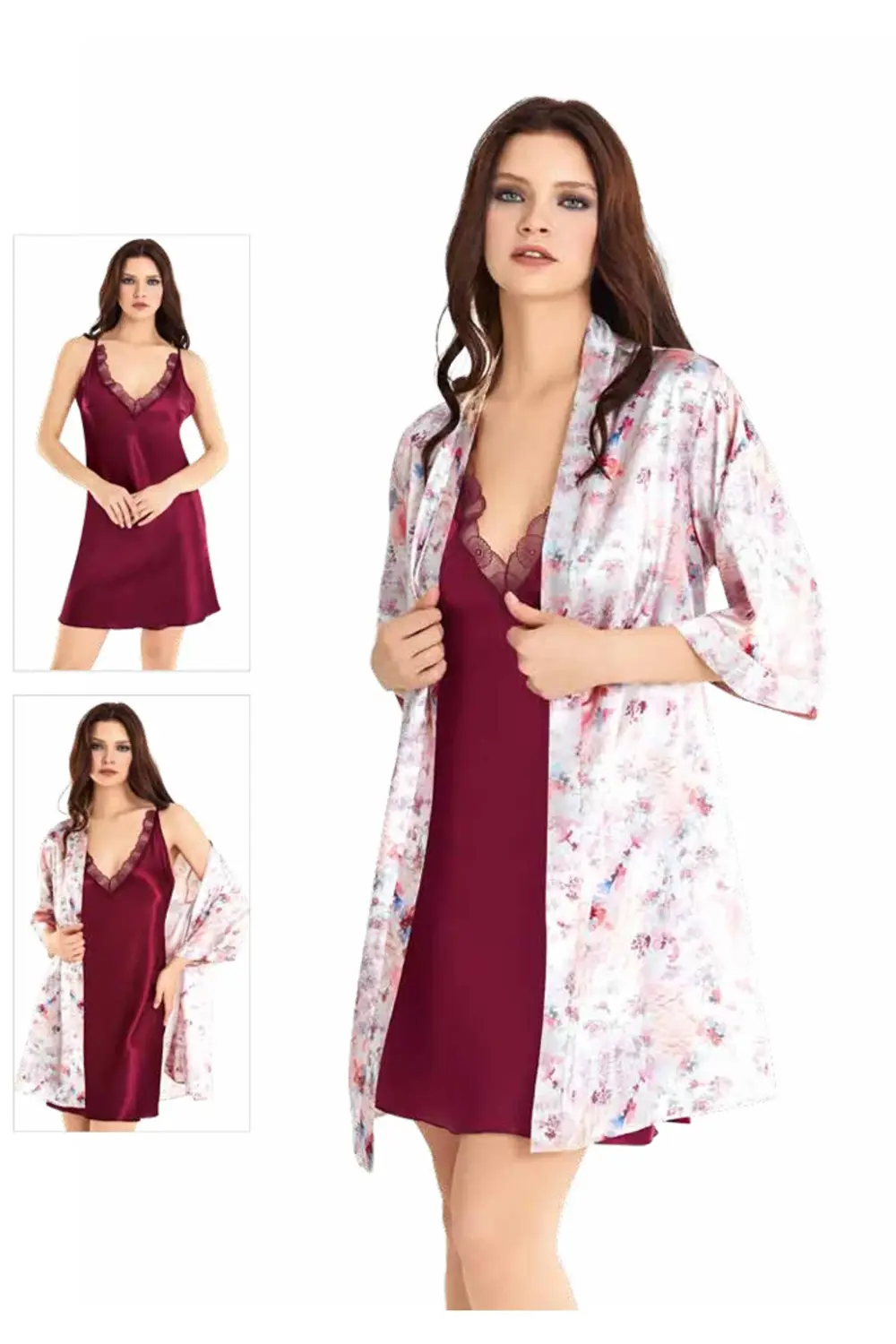 İç Giyim MOONGİRL Saten Kısa İkili Gecelik Takım