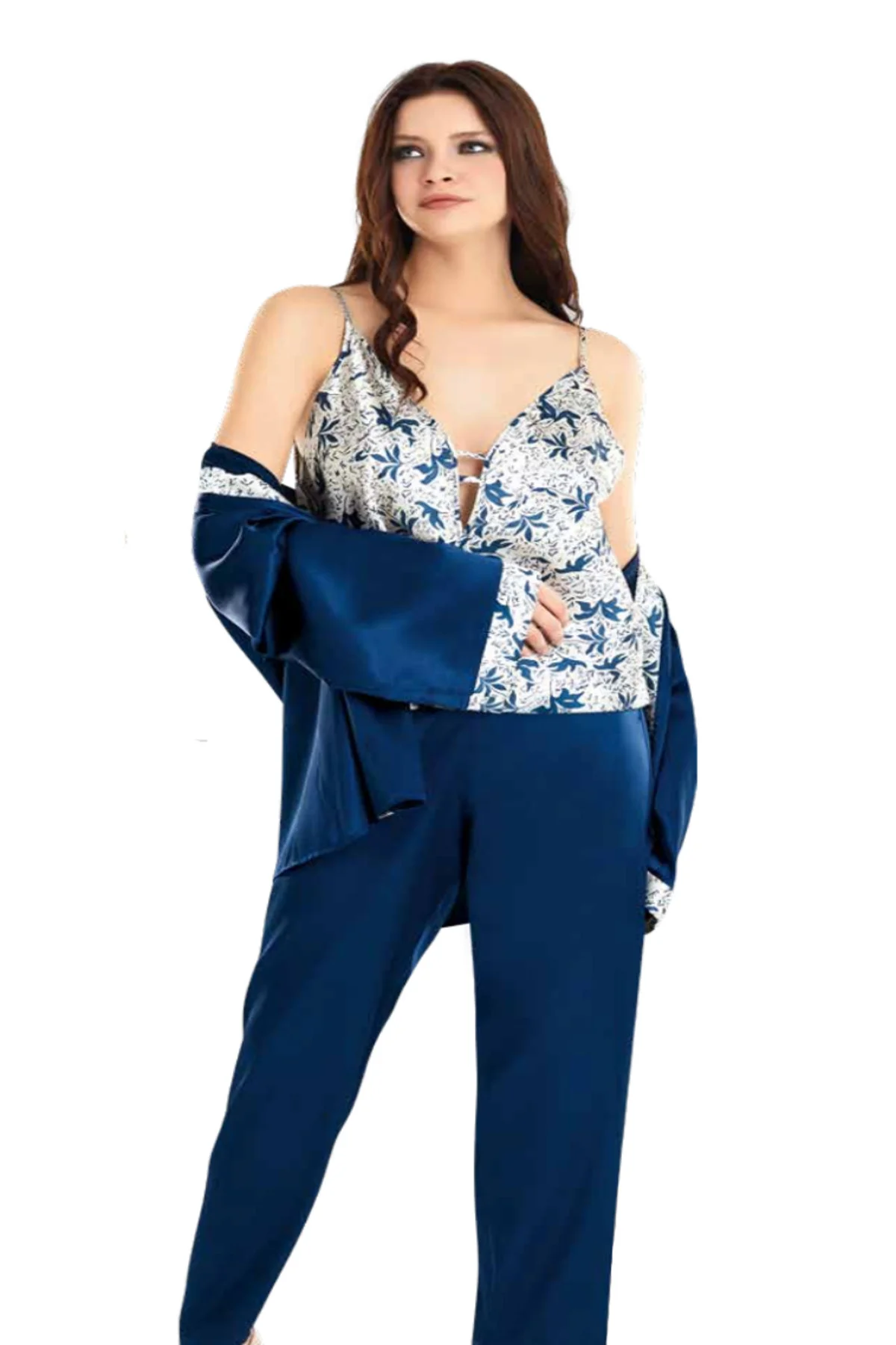İç Giyim MOONGİRL Üçlü Saten Pijama Takımları