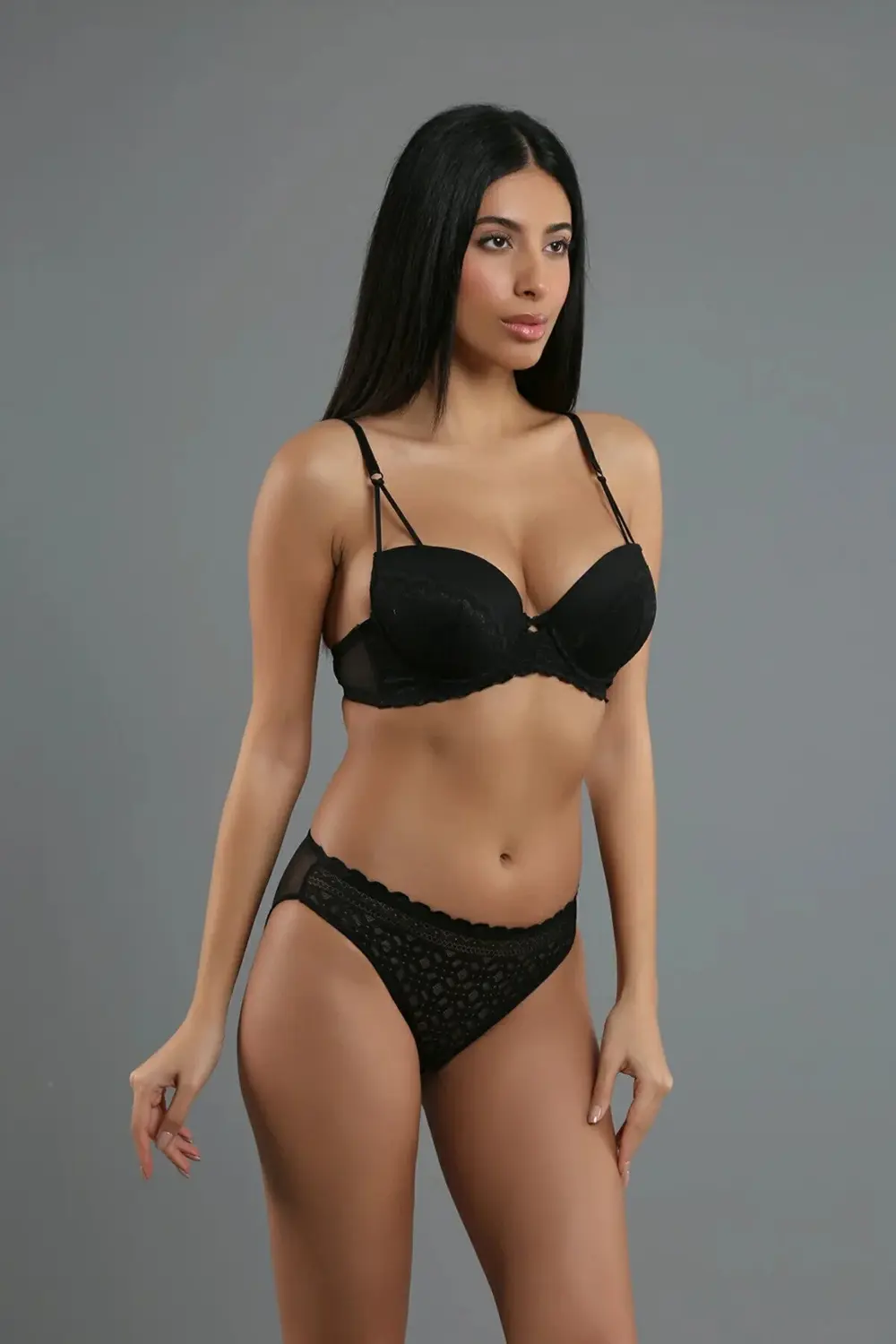 İç Giyim NEWBRA Destekli Sütyen Slip Külot İpli B Cup Takım