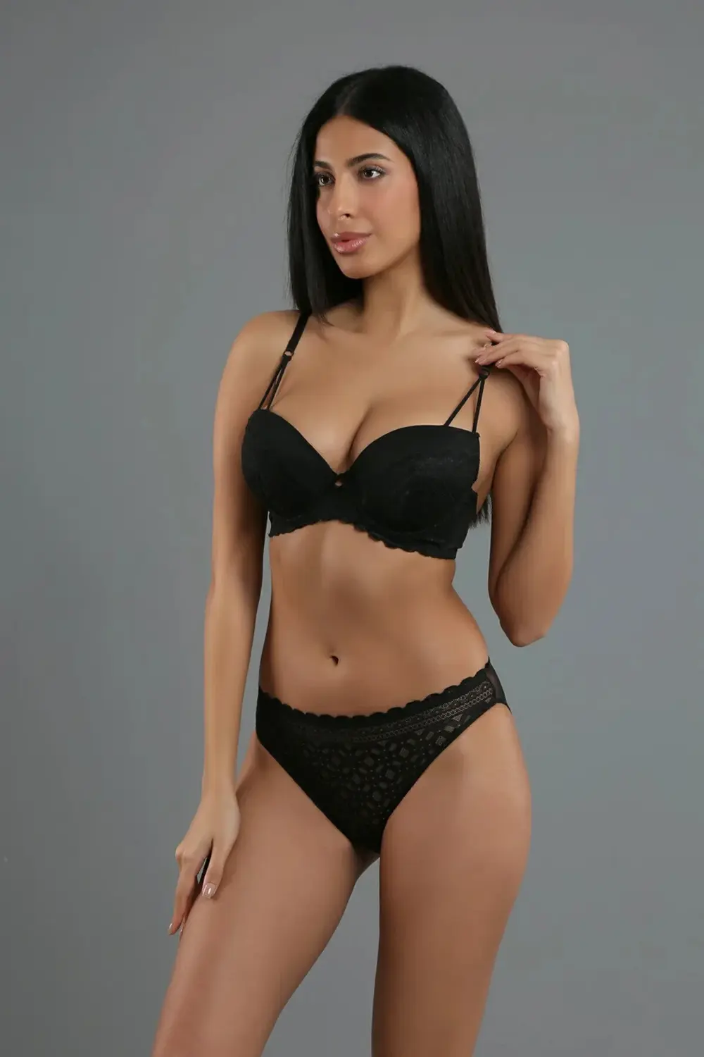 İç Giyim NEWBRA Destekli Sütyen Slip Külot İpli B Cup Takım