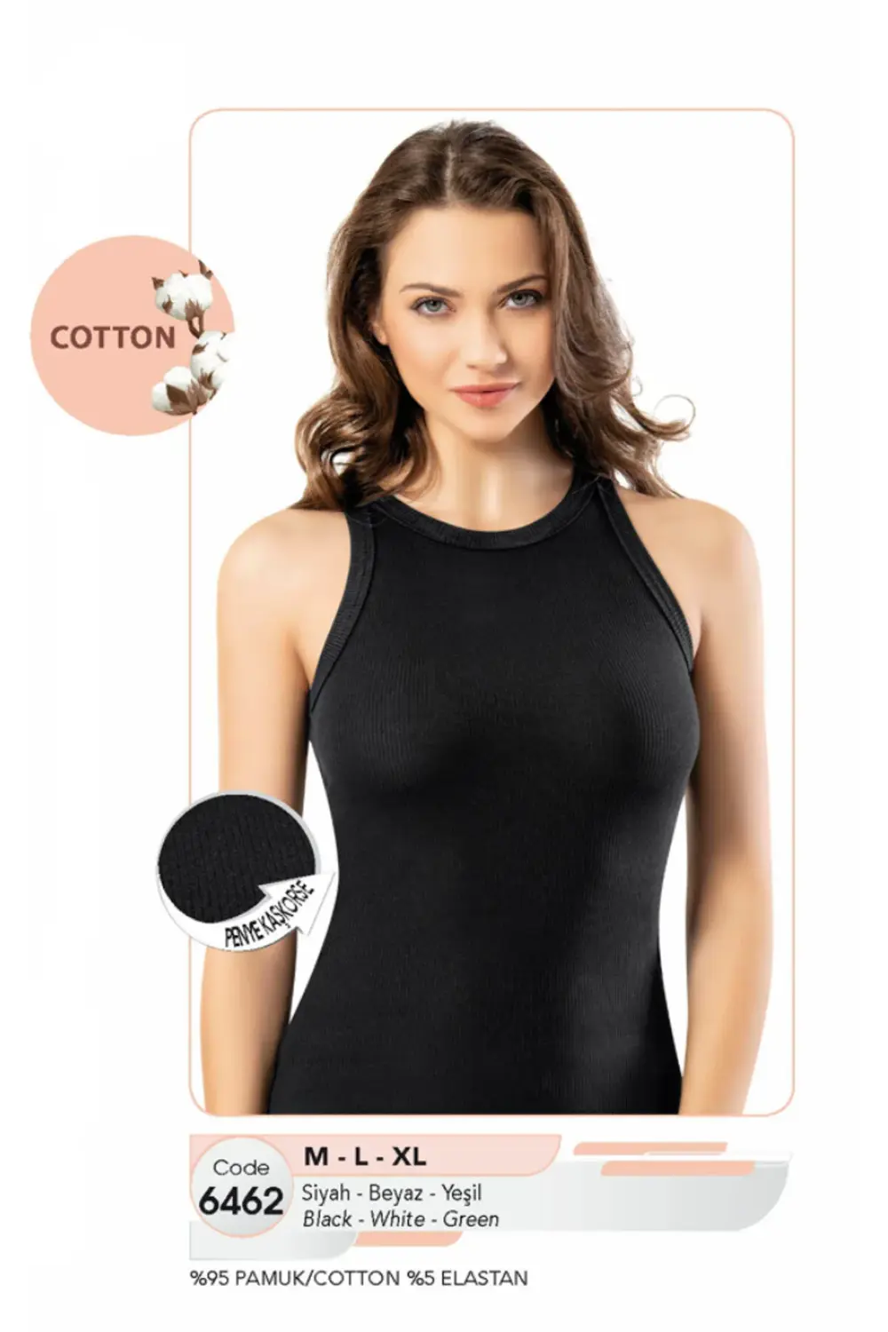 İç Giyim Pamuk Kumaş Penye Kaşkorse Halter Kesim Atlet