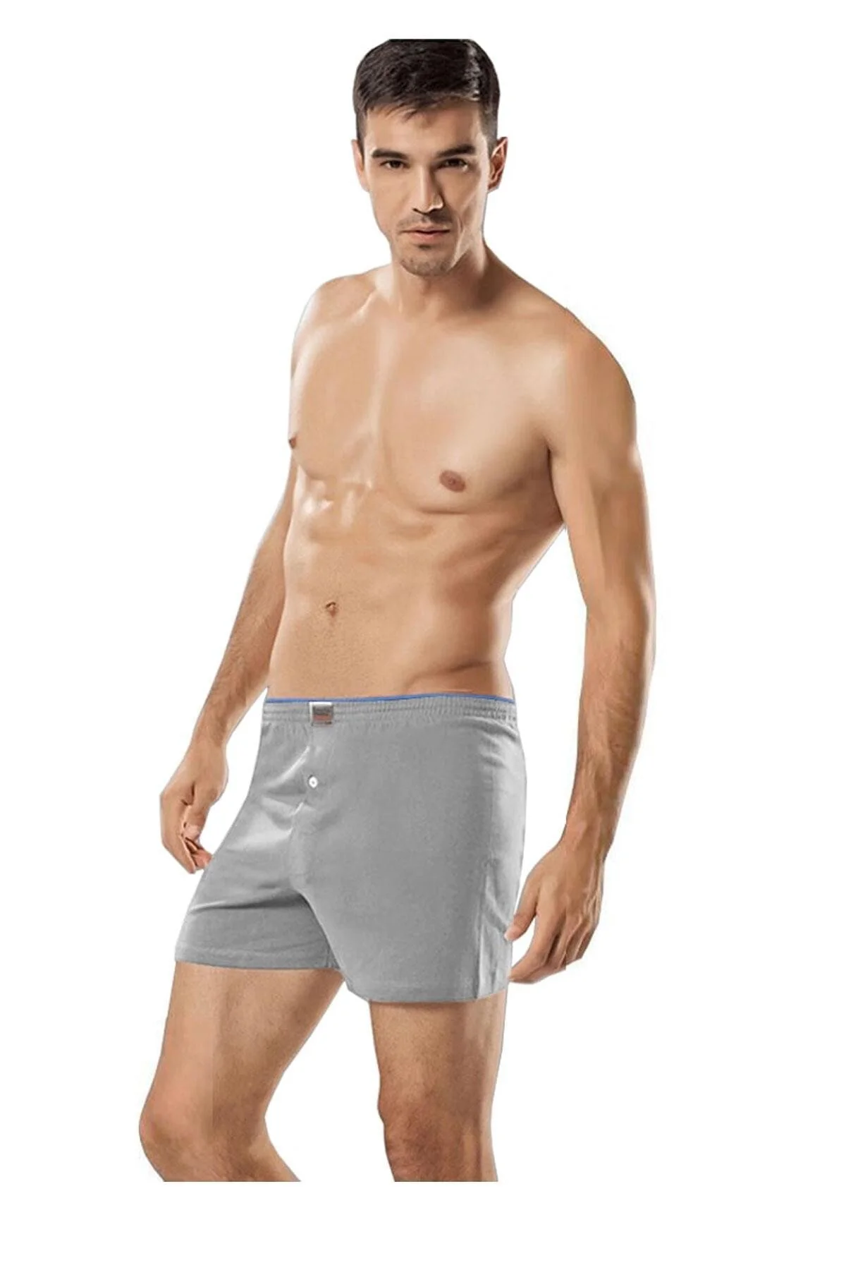 Iç Giyim Pamuklu Penye Düğmeli Erkek Boxer 6 Lı Paket