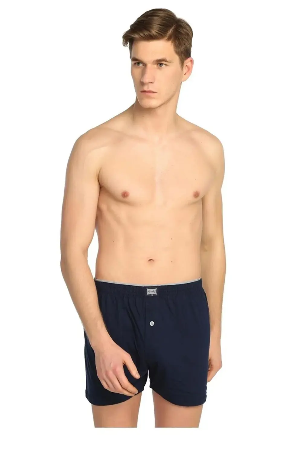 Iç Giyim Pamuklu Penye Düğmeli Erkek Boxer 6 Lı Paket