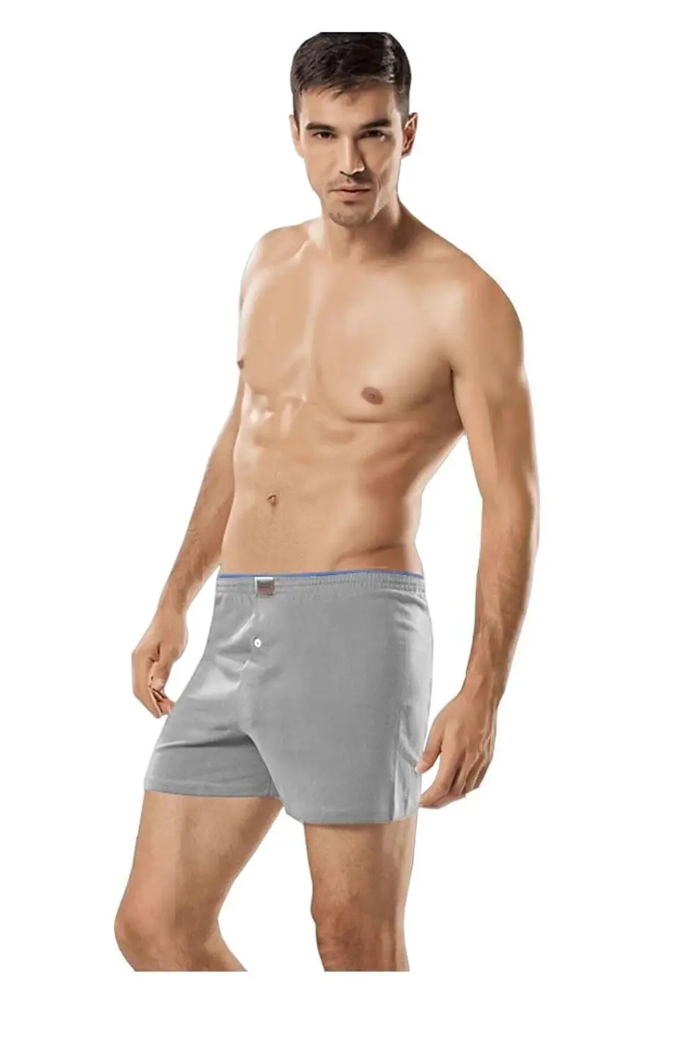 Iç Giyim Pamuklu Penye Düğmeli Erkek Boxer 6 Lı Paket