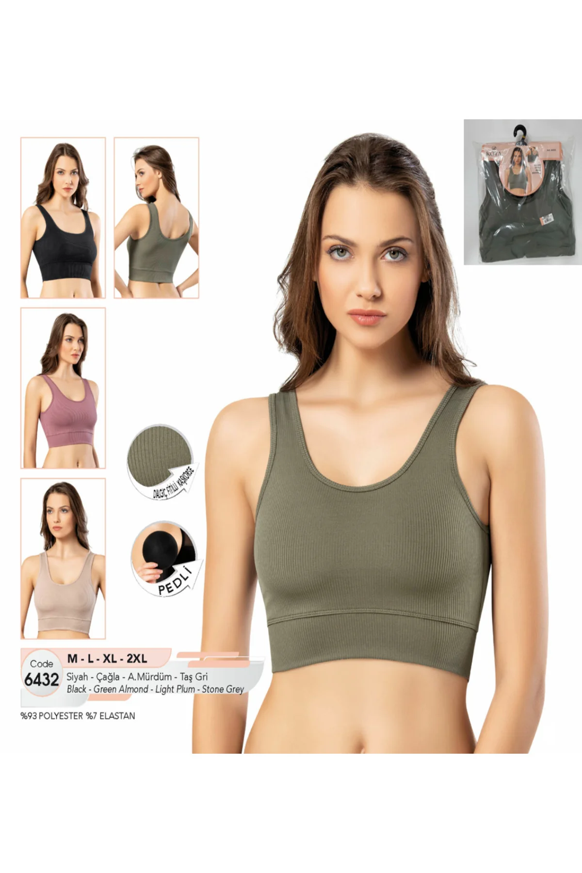 İç Giyim Polyester Kumaş Dalgıç Kaşkorse Sporcu Crop Atlet