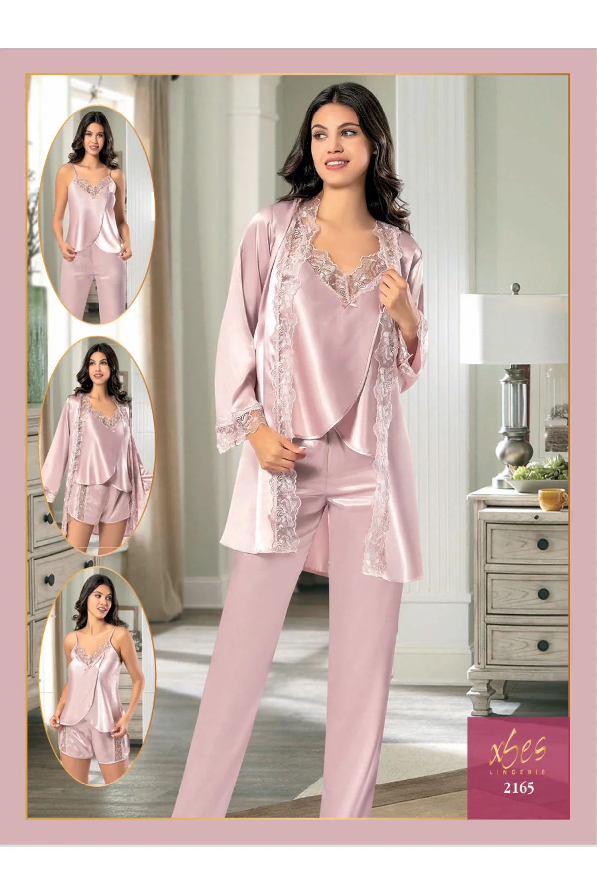 İç Giyim X-SES Saten 4'Lü Pijama Takımı