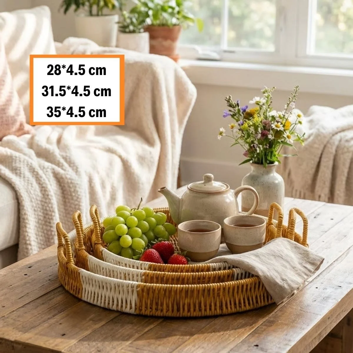 İç İçe Geçebilen 3’lü Yuvarlak Plastik Rattan Tepsi Seti–çift Renkli Hasır Görünümlü Çok Amaçlı Servis Ve Sunum Tepsileri Bx40 Fiyatı, Yorumları ve Özellikleri