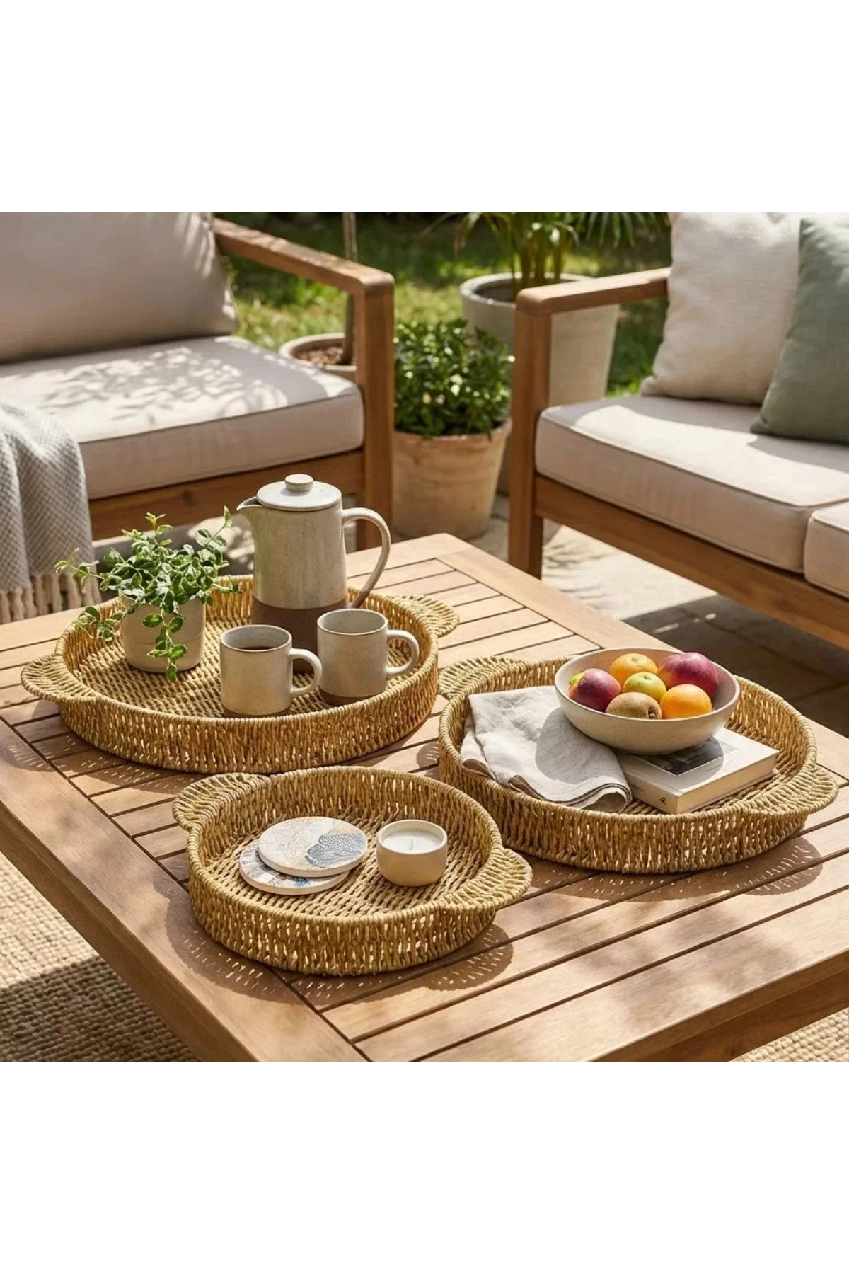 İç İçe Geçebilen 3’lü Yuvarlak Plastik Rattan Tepsi Seti–Hasır Görünümlü Çok Amaçlı Servis ve Sunum İç İçe Geçebilen 3’lü Yuvarlak Plastik Rattan Tepsi Seti–Hasır Görünümlü Çok Amaçlı Servis ve Sunum