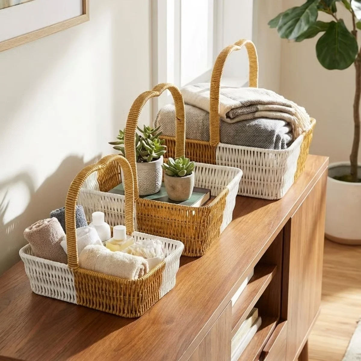 İç İçe Geçebilen 3’lü Çift Renkli Dikdörtgen Formlu Kalp Saplı Plastik Rattan Sepet Seti – Hasır Görünümlü Çok Amaçlı Organizerler Bx40 Fiyatı, Yorumları ve Özellikleri