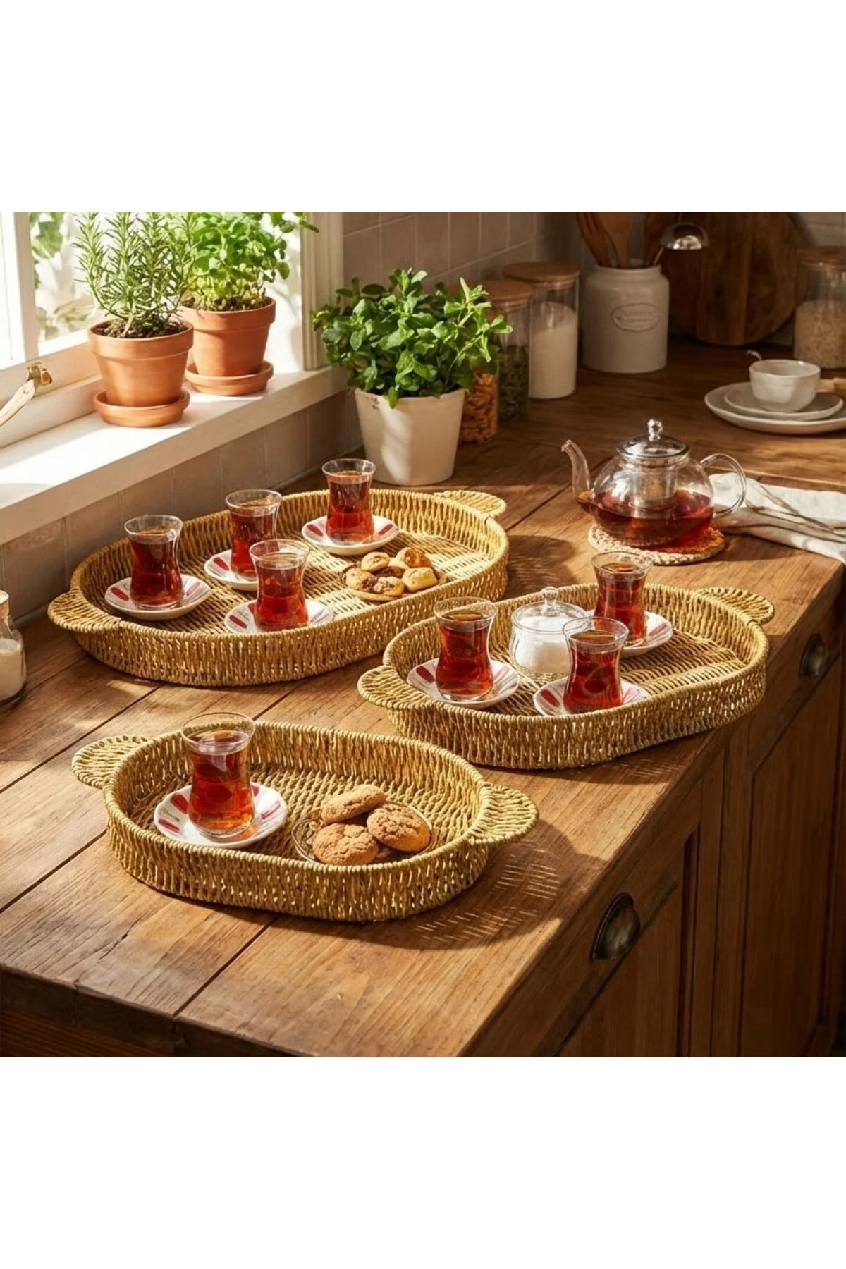 İç İçe Geçebilen 3’lü Oval Plastik Rattan Tepsi Seti–Hasır Görünümlü Çok Amaçlı Servis ve Sunum Teps İç İçe Geçebilen 3’lü Oval Plastik Rattan Tepsi Seti–Hasır Görünümlü Çok Amaçlı Servis ve Sunum Teps - Görsel 3