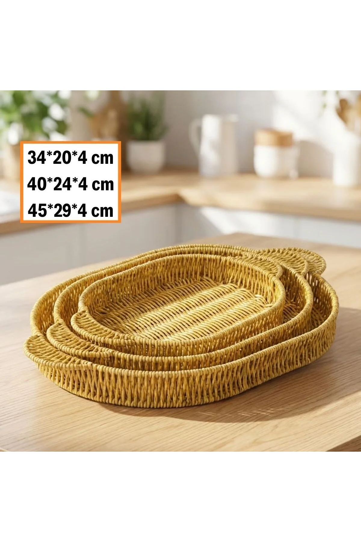 İç İçe Geçebilen 3’lü Oval Plastik Rattan Tepsi Seti–Hasır Görünümlü Çok Amaçlı Servis ve Sunum Teps İç İçe Geçebilen 3’lü Oval Plastik Rattan Tepsi Seti–Hasır Görünümlü Çok Amaçlı Servis ve Sunum Teps - Görsel 5