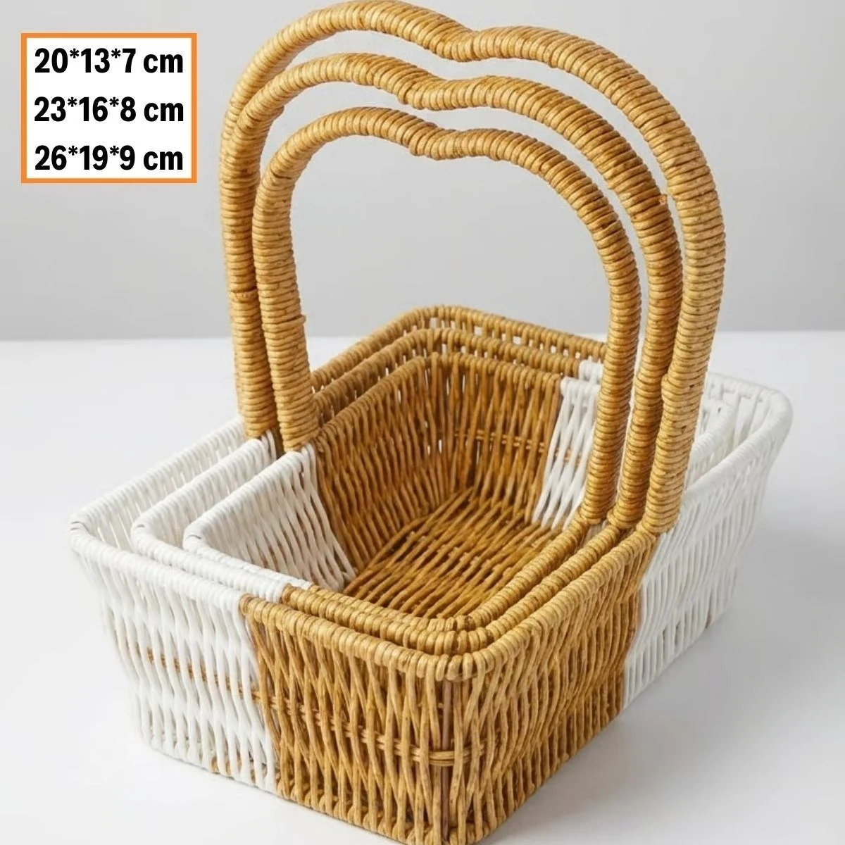 İç İçe Geçebilen 3’lü Çift Renkli Dikdörtgen Formlu Kalp Saplı Plastik Rattan Sepet Seti – Hasır Görünümlü Çok Amaçlı Organizerler Bx40 Fiyatı, Yorumları ve Özellikleri