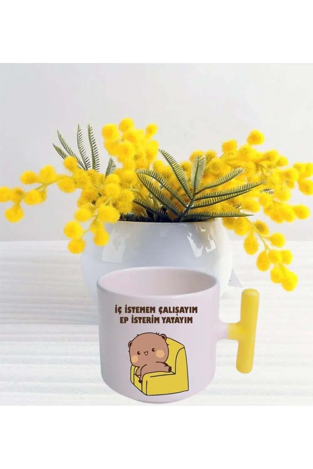 Iç Istemem Çalışayım Sarı Kulplu T Kupa