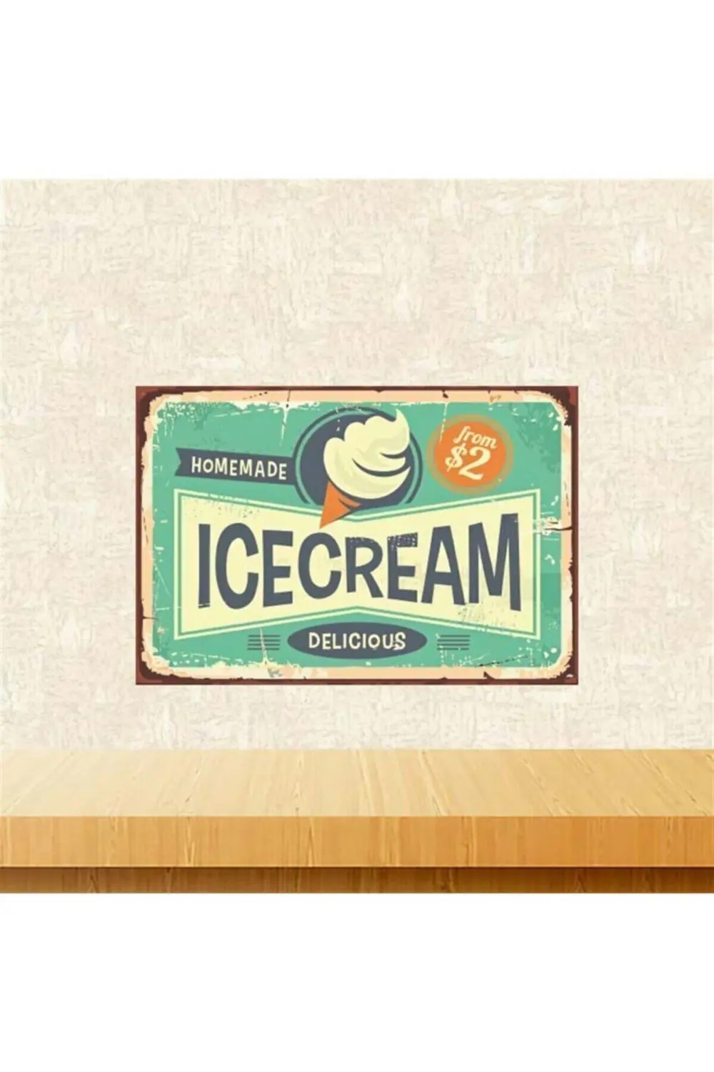 Ice Cream 20-30 Cm Retro Ahşap Poster Tkfx4177