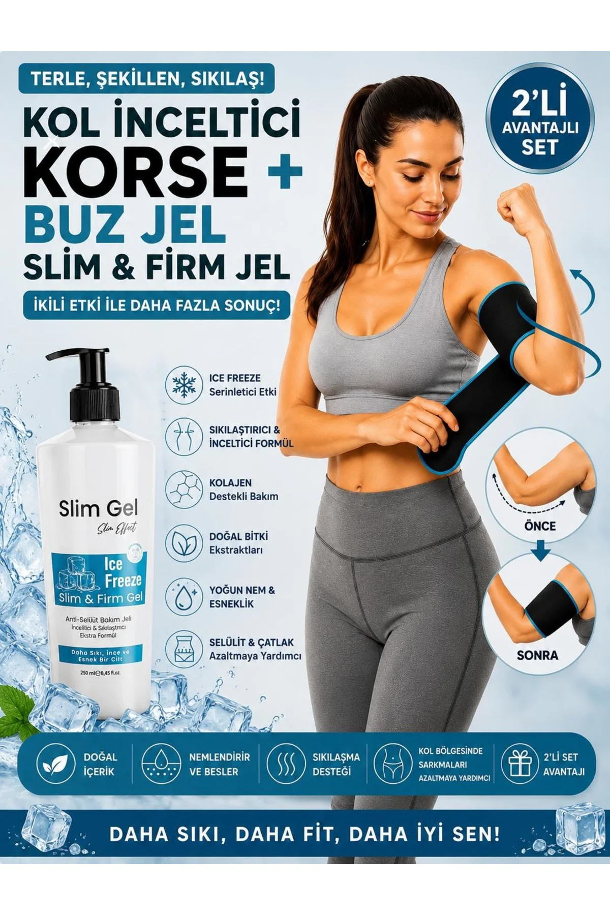 Ice Freeze Buz Jel 250 ml ve Termal Kol Korsesi 2'li Set Toparlay