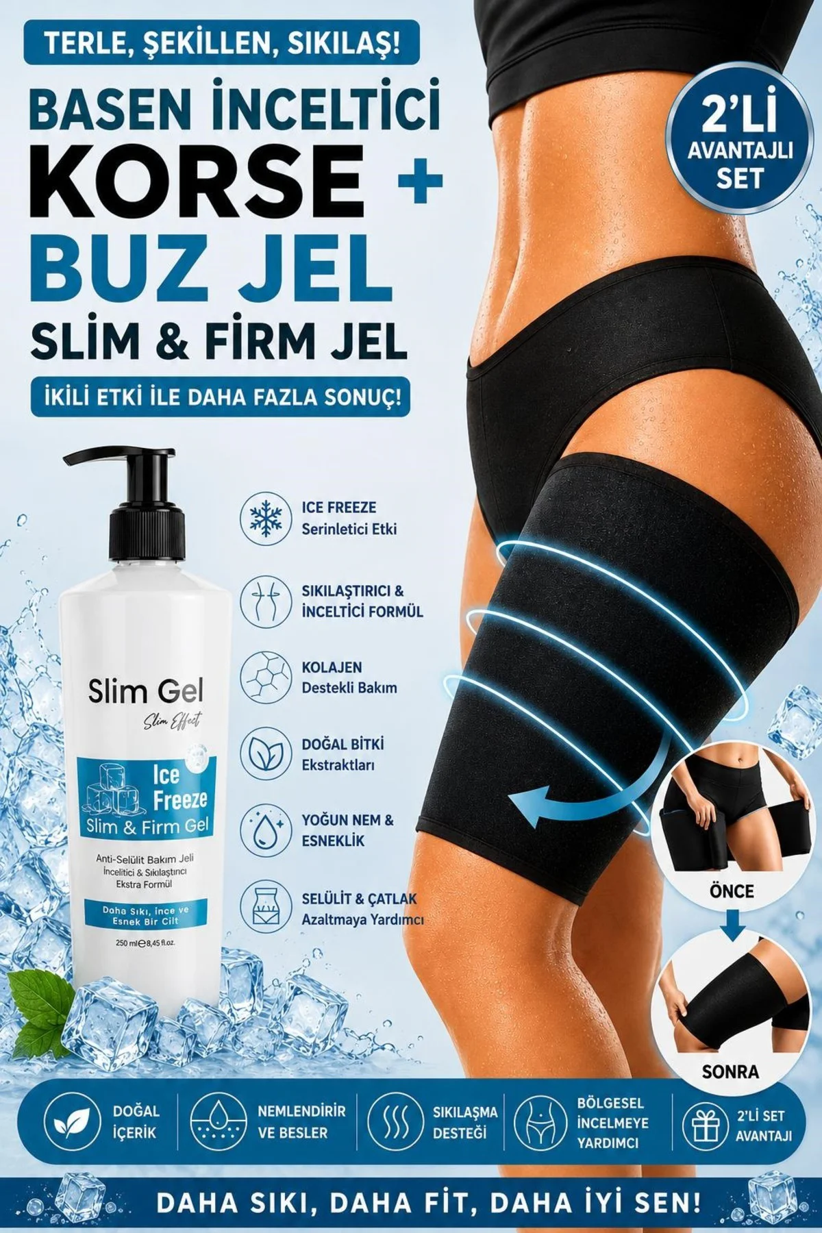 Ice Freeze Buz Jel 250 ml ve Termal Basen Korsesi 2'li Set Basen 