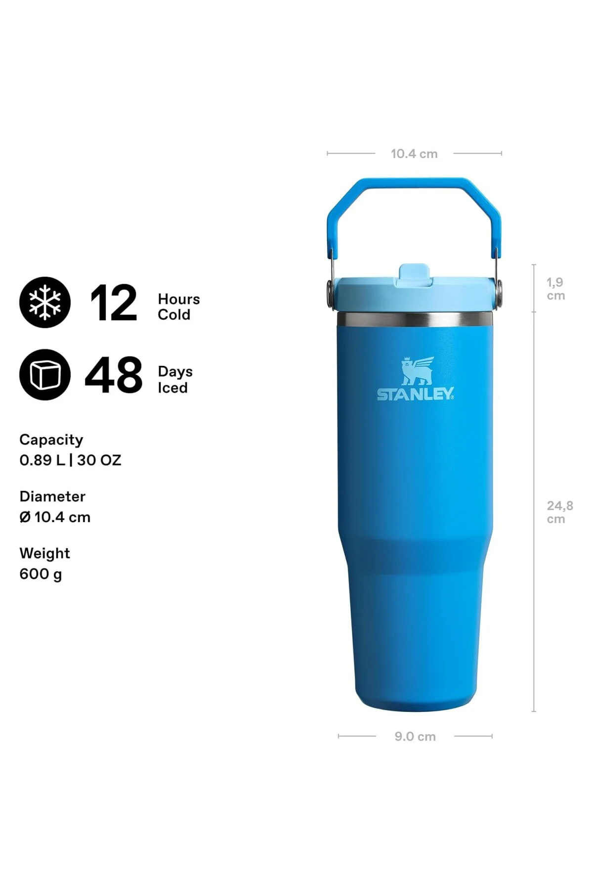 IceFlow Flip Straw Tumbler Pipetli Termos Bardak, Mavi (Azure), 0