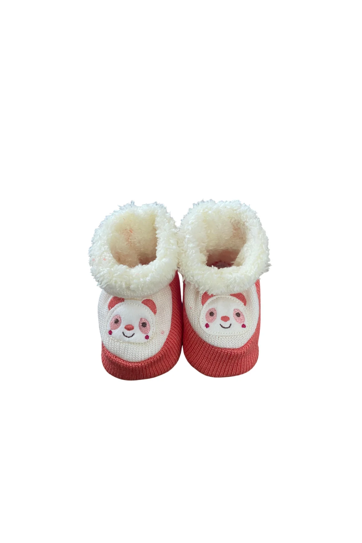 İçi Pamuklu Örgülü Hayvan Figuranlı Pembe Beyaz Bebek Patik  0-12