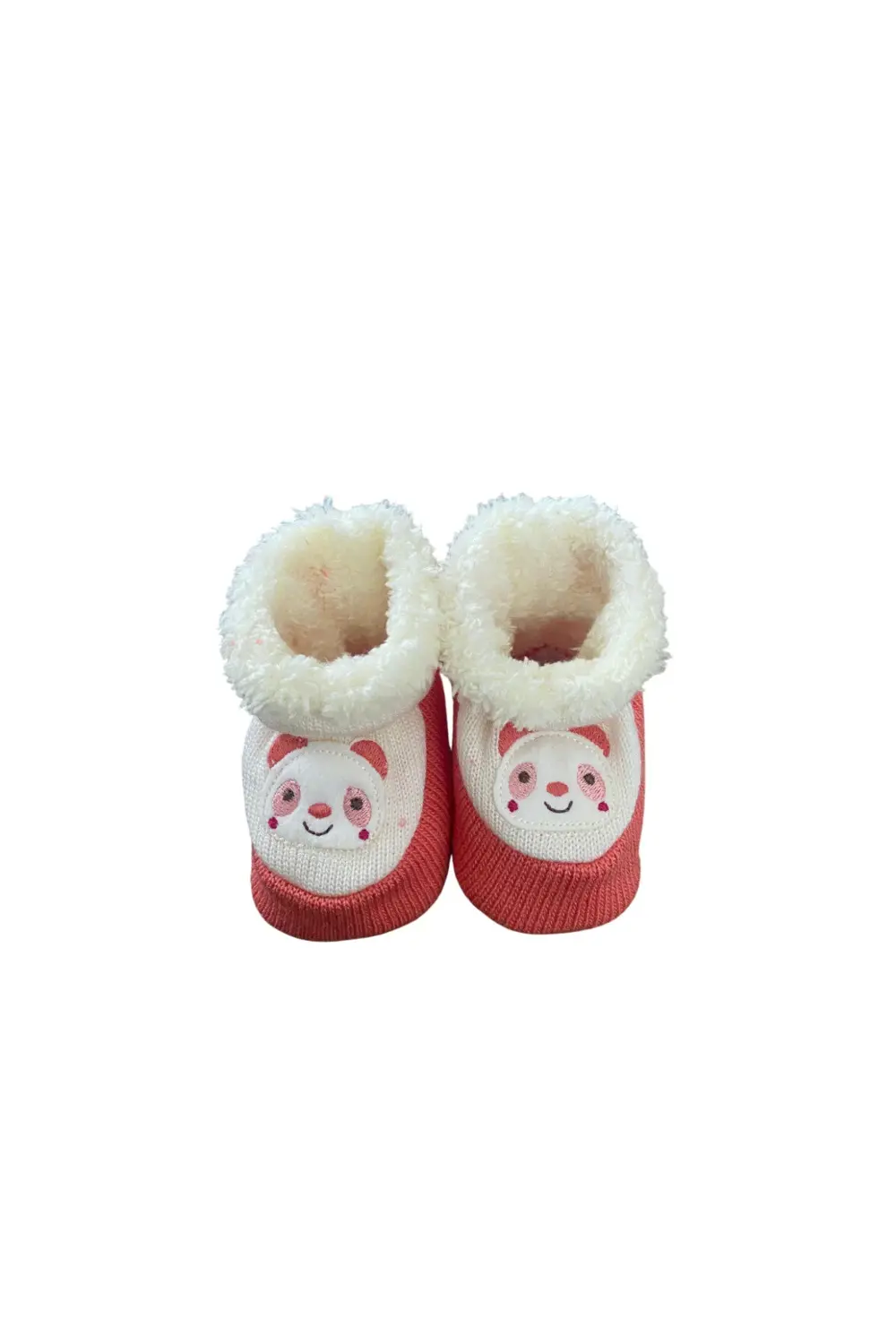 İçi Pamuklu Örgülü Hayvan Figuranlı Pembe Beyaz Bebek Patik  0-12
