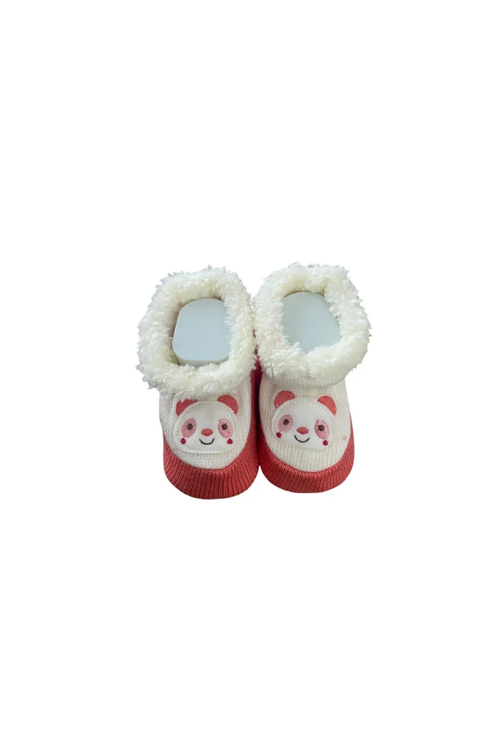 İçi Pamuklu Örgülü Hayvan Figuranlı Pembe Beyaz Bebek Patik  0-12