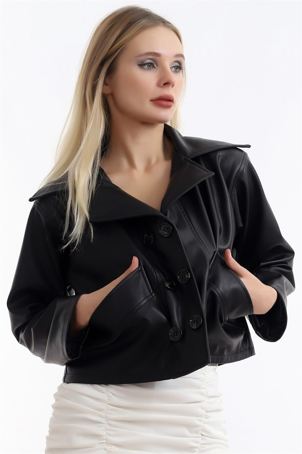 Dreamlike İçi Süet Kaplı Uzun Kollu Deriden Çift Cepli Mont