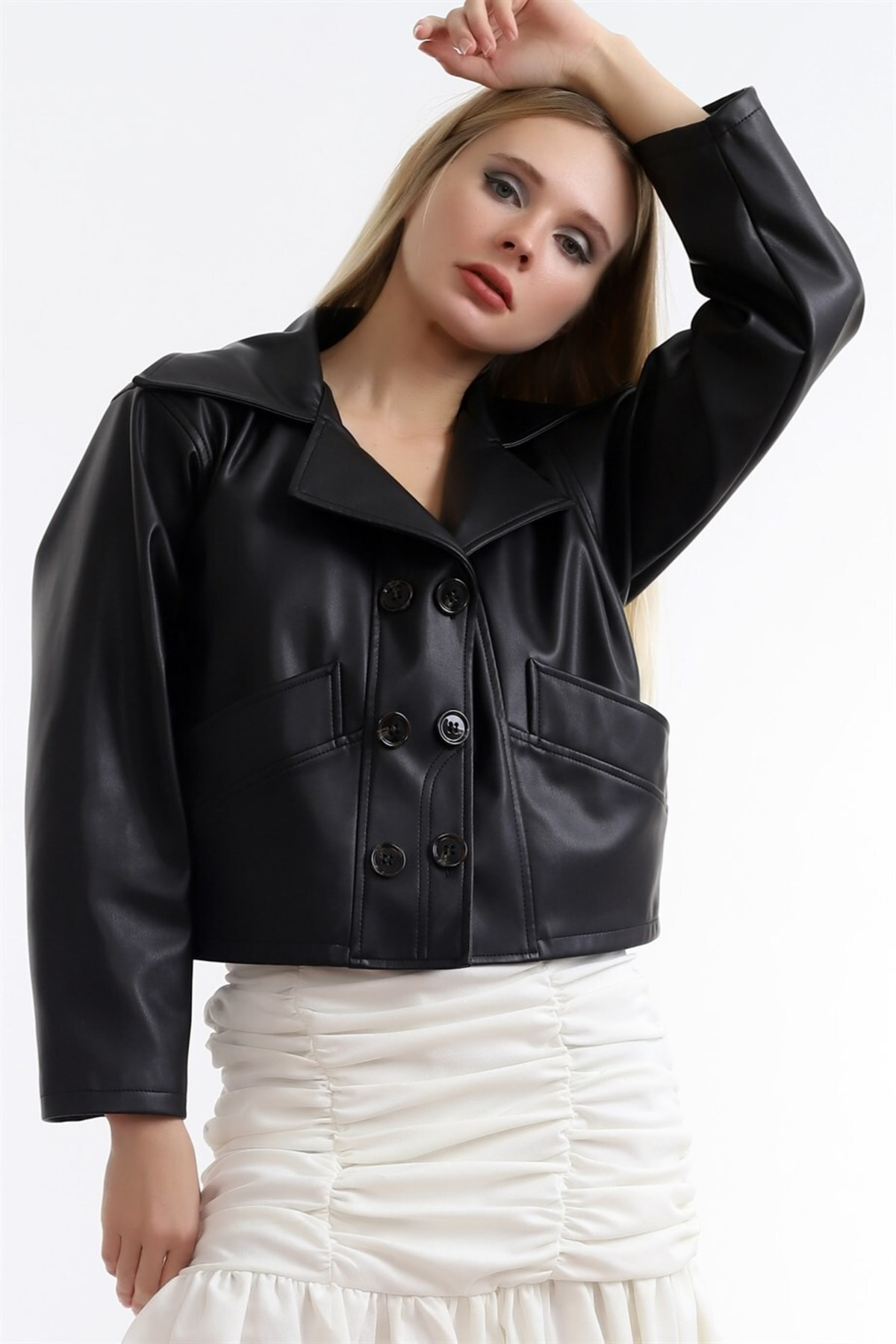 Dreamlike İçi Süet Kaplı Uzun Kollu Deriden Çift Cepli Mont