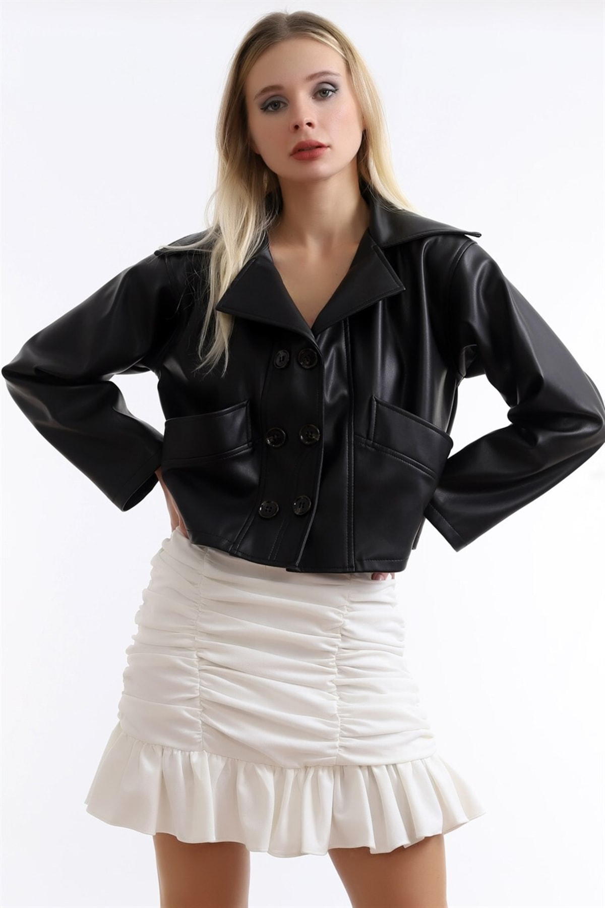 Dreamlike İçi Süet Kaplı Uzun Kollu Deriden Çift Cepli Mont