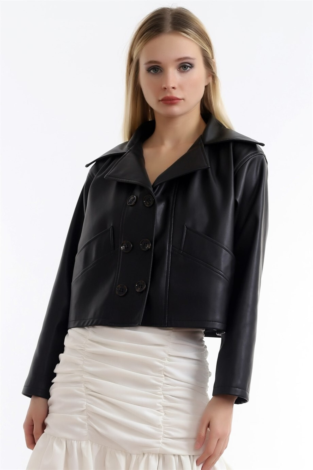 Dreamlike İçi Süet Kaplı Uzun Kollu Deriden Çift Cepli Mont