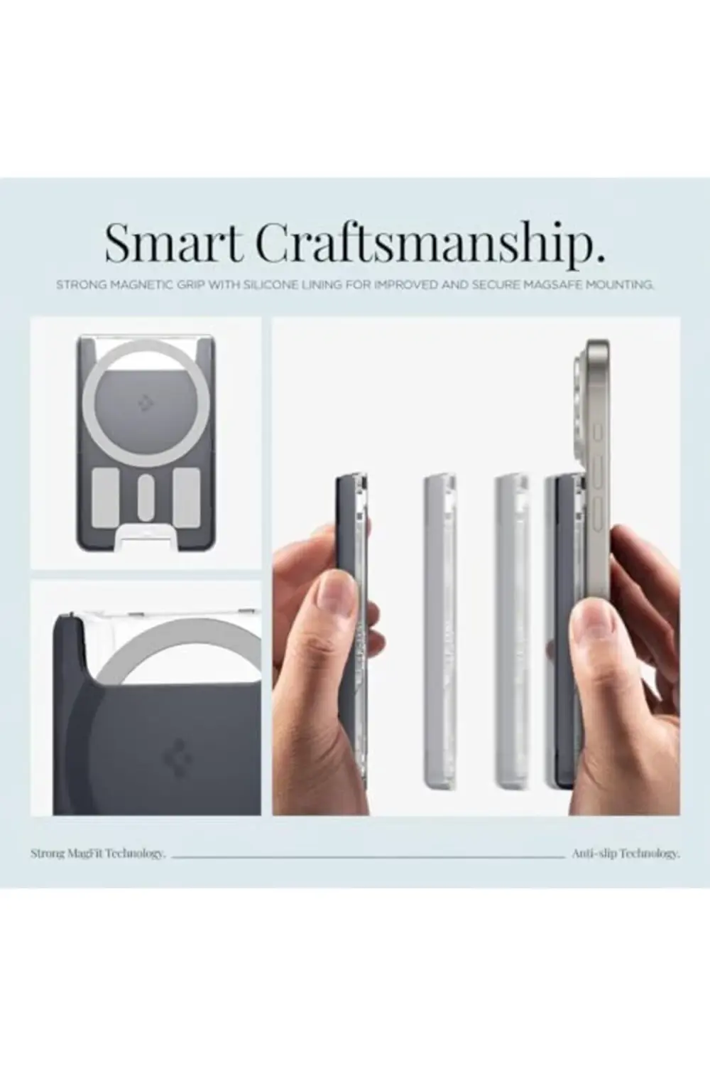 için MagSafe özellikli 3 Kartlı Manyetik Cüzdan C1 Wallet Graphit