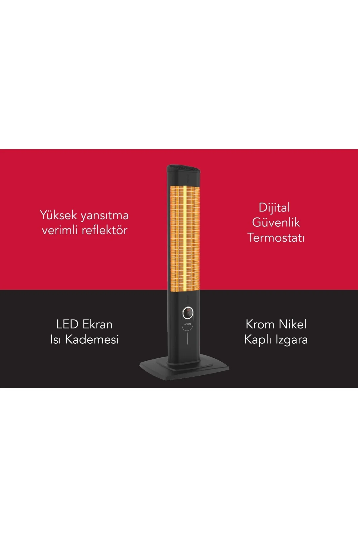 ICQN Craft Serisi IC2300 Suya-Toza Dayanıklı 2300 W Siyah Uzaktan Kumandalı İç/Dış Mekan Isıtıcı ICQN Craft Serisi IC2300 Suya-Toza Dayanıklı 2300 W Siyah Uzaktan Kumandalı İç/Dış Mekan Isıtıcı