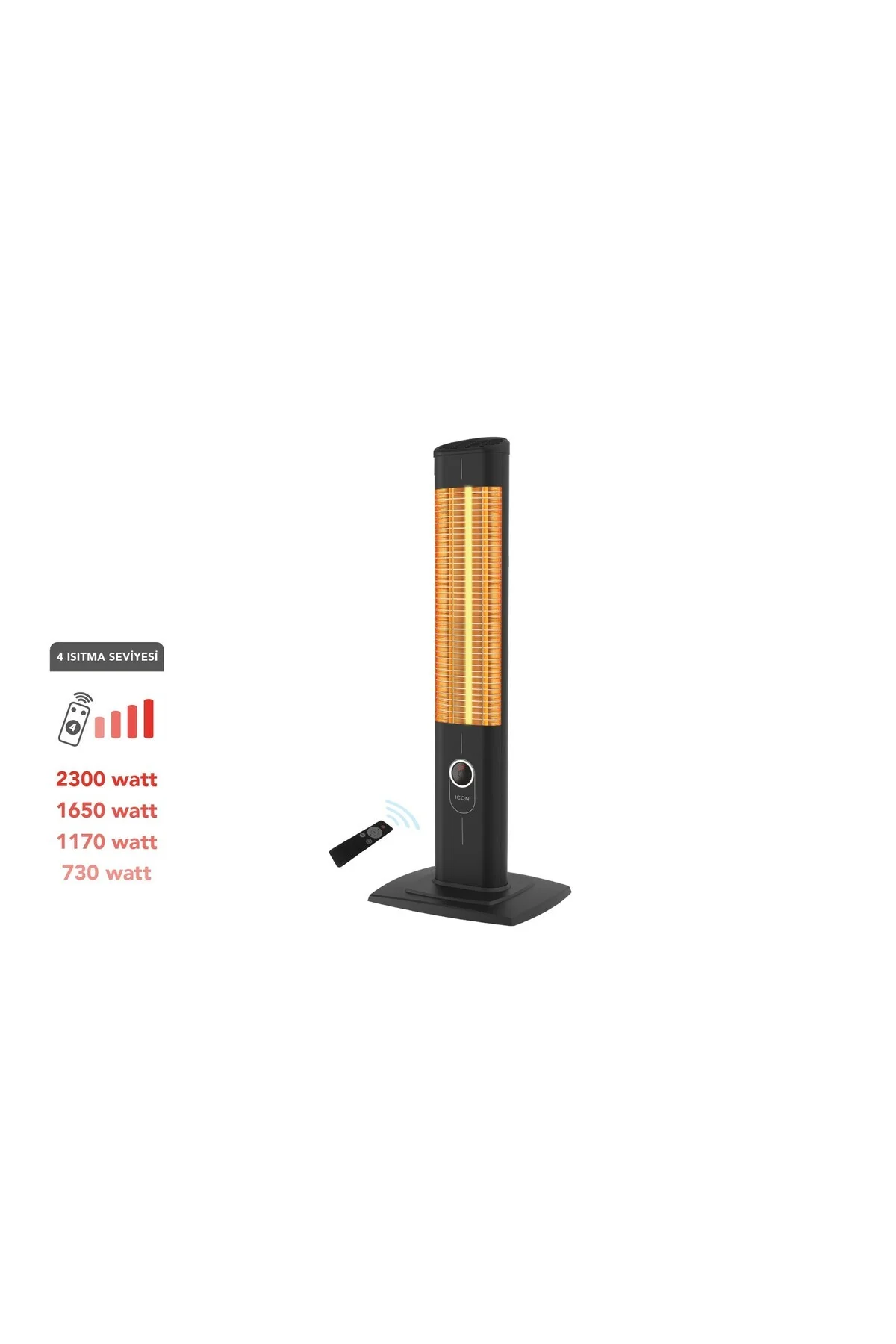 ICQN Craft Serisi IC2300 Suya-Toza Dayanıklı 2300 W Siyah Uzaktan Kumandalı İç/Dış Mekan Isıtıcı ICQN Craft Serisi IC2300 Suya-Toza Dayanıklı 2300 W Siyah Uzaktan Kumandalı İç/Dış Mekan Isıtıcı