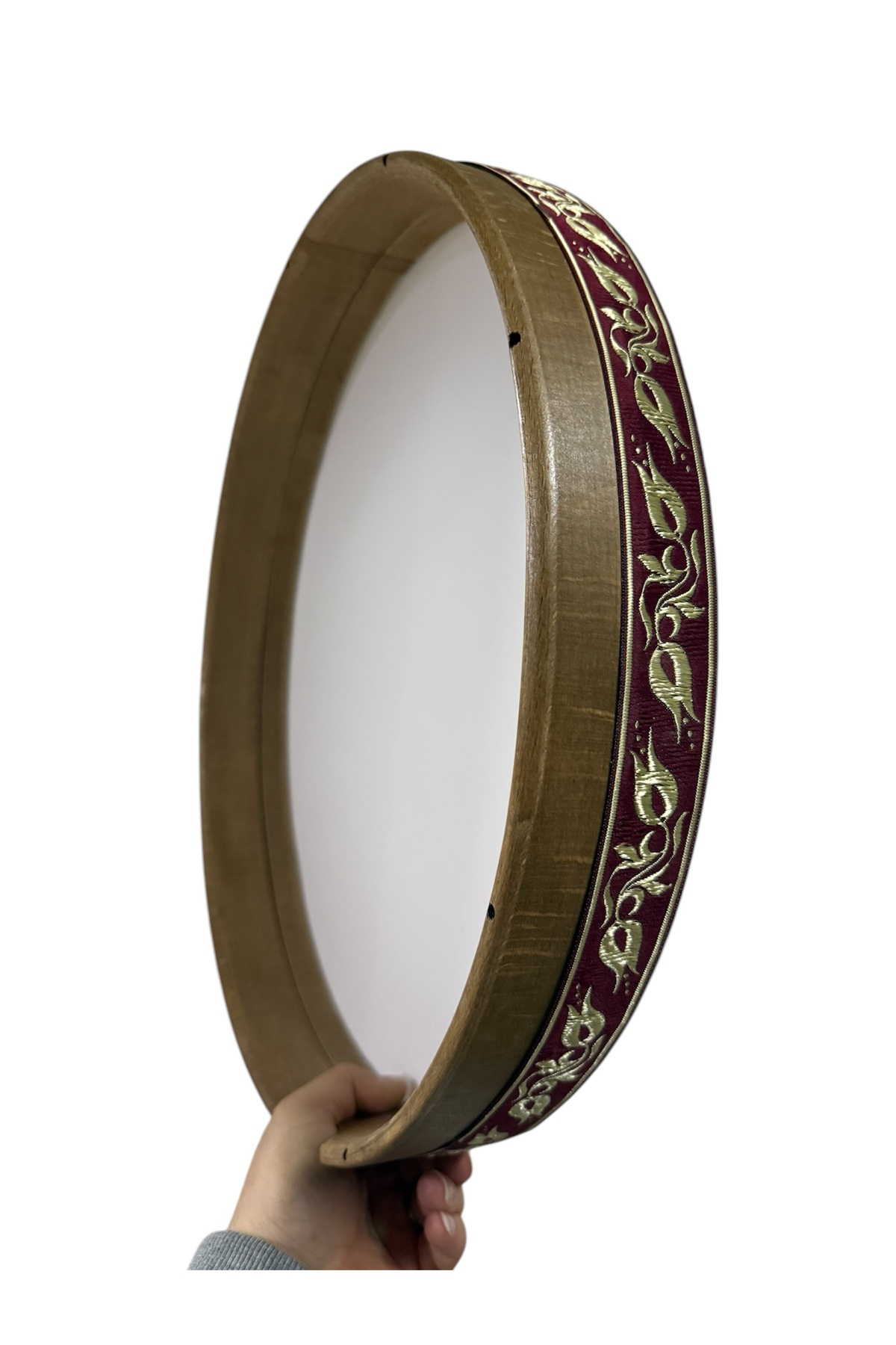 İçten Akortlu Bendir Cam Derili Ceviz Kasnak 40cm Kılıflı