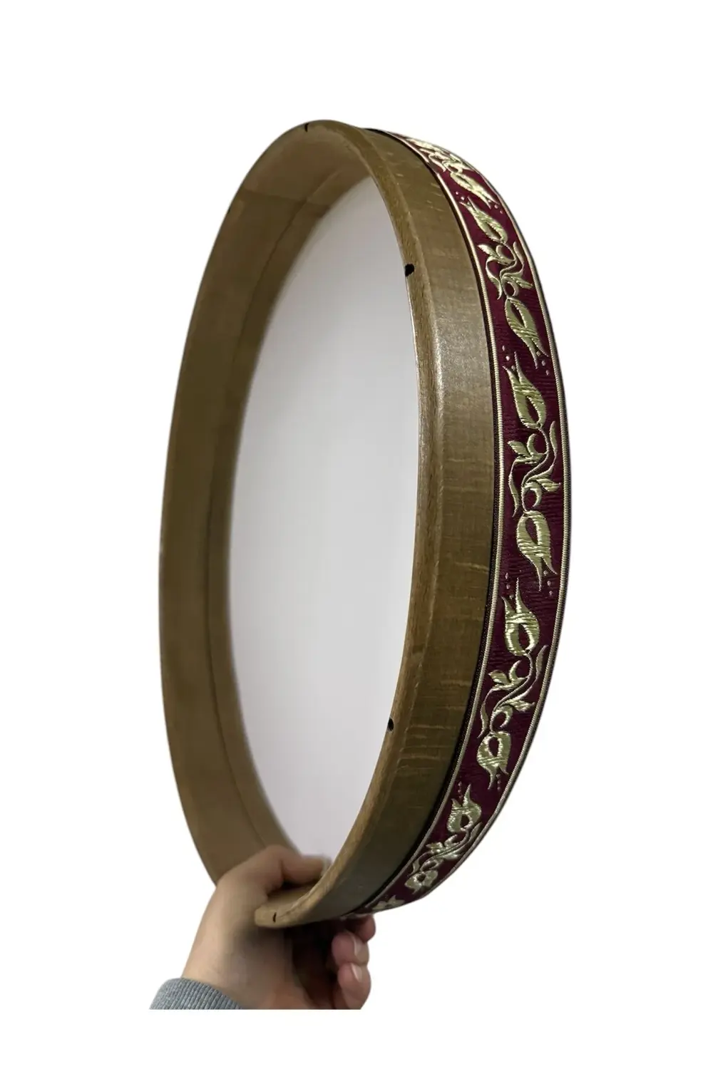 İçten Akortlu Film Bendir Cam Derili Ceviz Kasnak 45cm Kılıflı