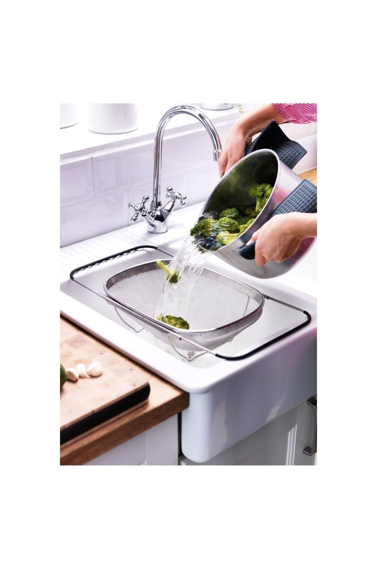 İkea İdealısk Süzgeç, Paslanmaz Çelik, Ayarlanabilir Kulplu